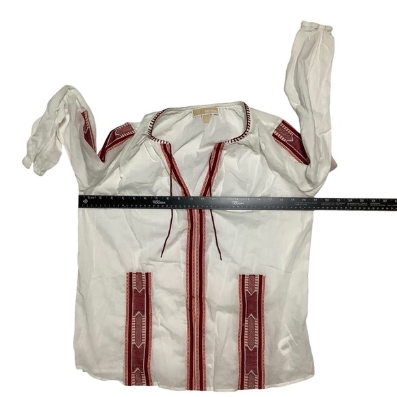 Michael Kors Top Sz Small White Cinnabar Aztec Red - Picture 8 of 11